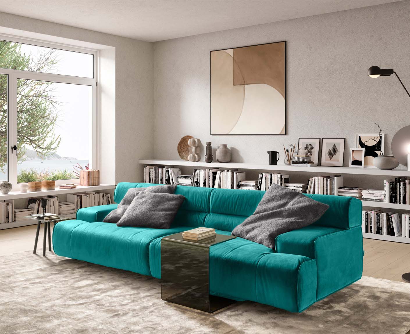 designwerk Colosseo 3-Sitzer Sofa | 280 x 114 cm| Velourstoff