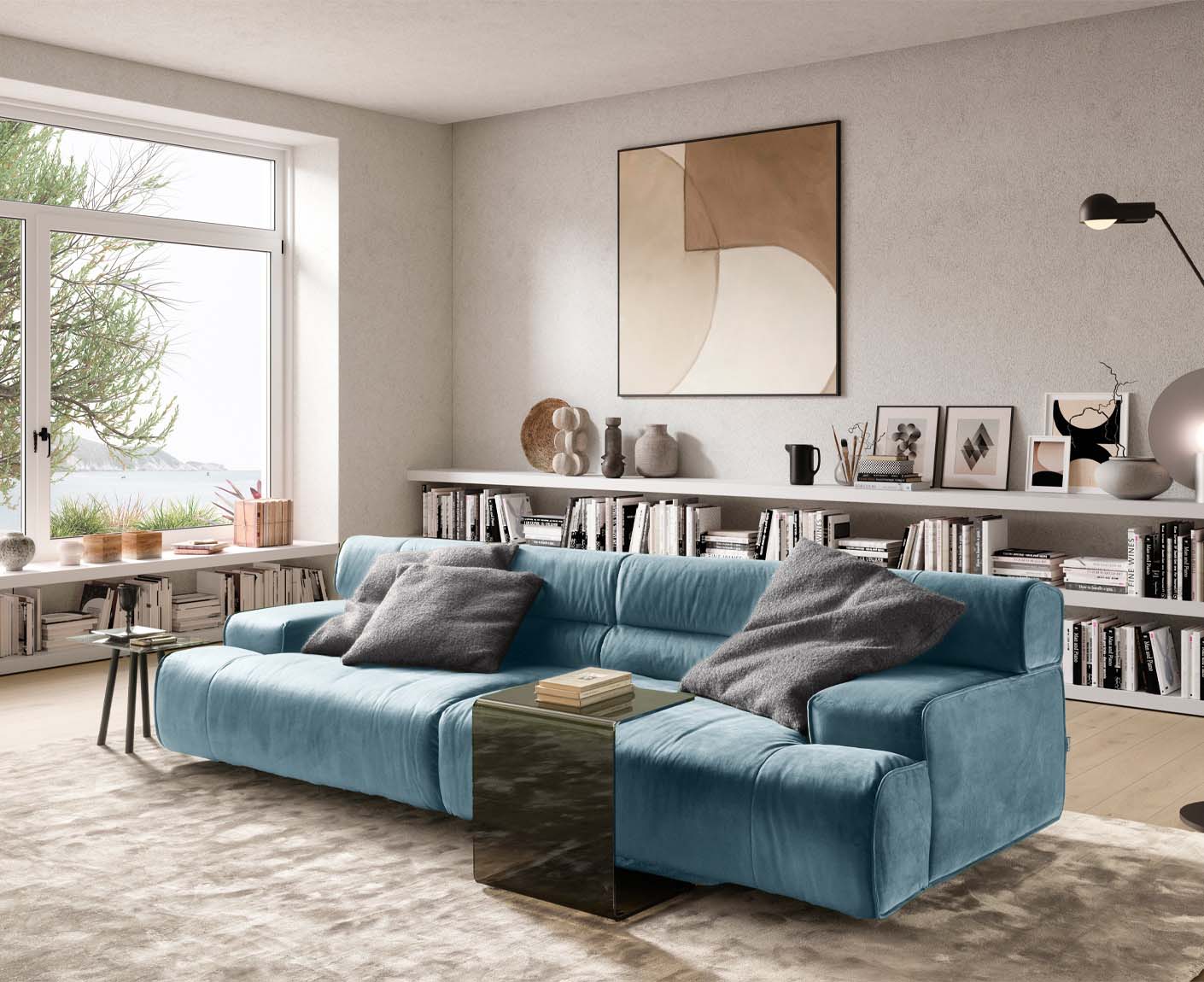 designwerk Colosseo 3-Sitzer Sofa | 280 x 114 cm| Velourstoff