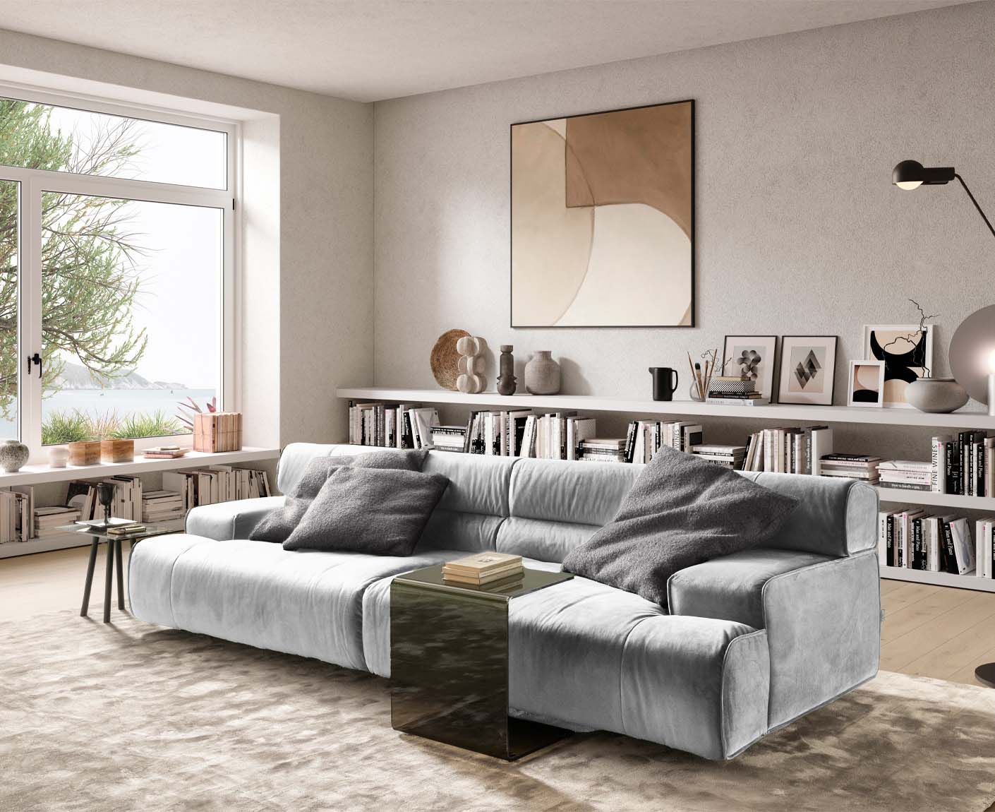 designwerk Colosseo 3-Sitzer Sofa | 280 x 114 cm| Velourstoff