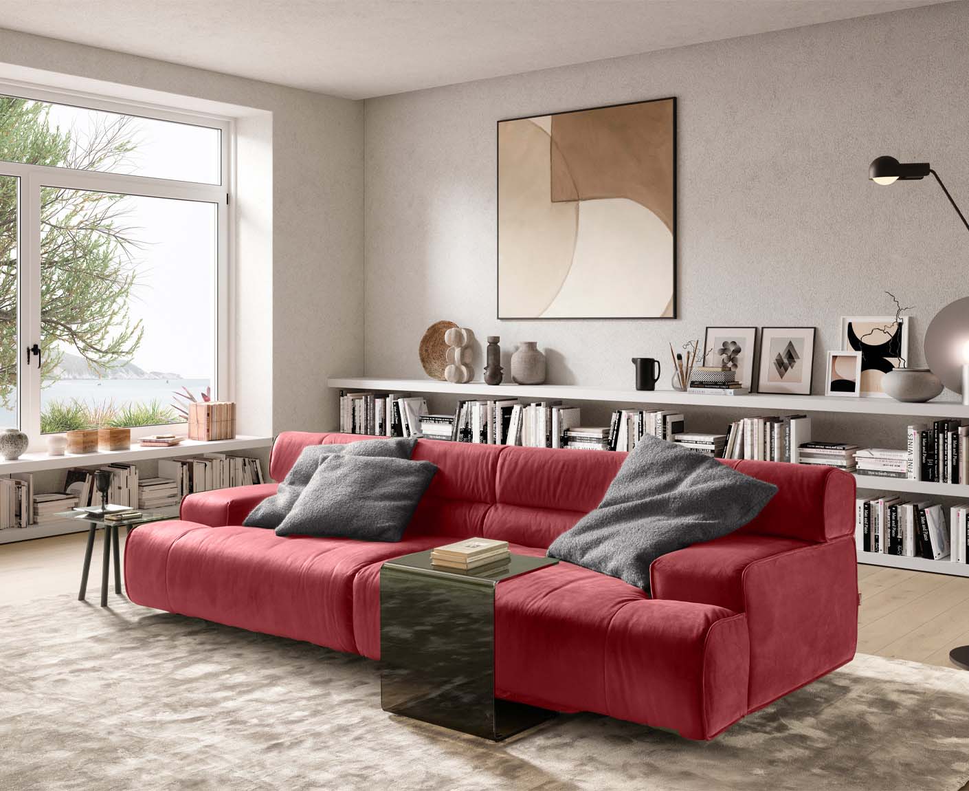 designwerk Colosseo 3-Sitzer Sofa | 280 x 114 cm| Velourstoff