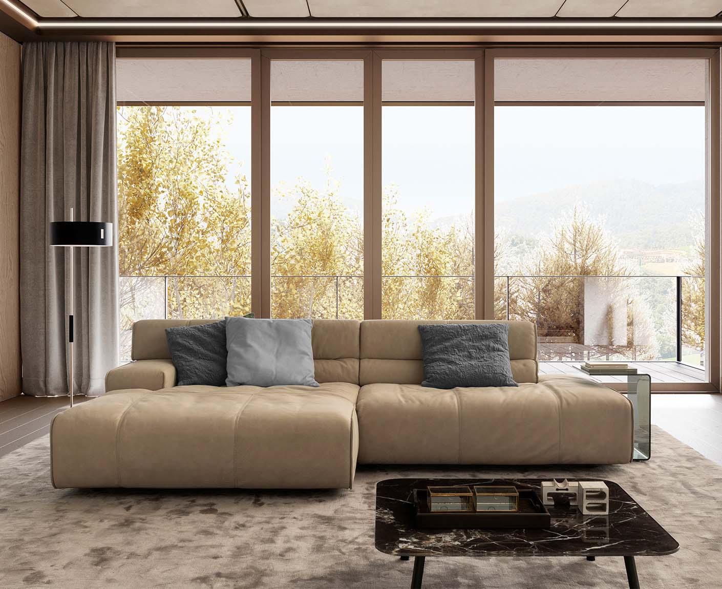 designwerk Colosseo Ecksofa | 285 x 170 cm| Echtleder