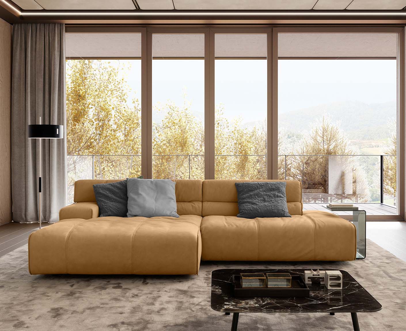 designwerk Colosseo Ecksofa | 285 x 170 cm| Echtleder