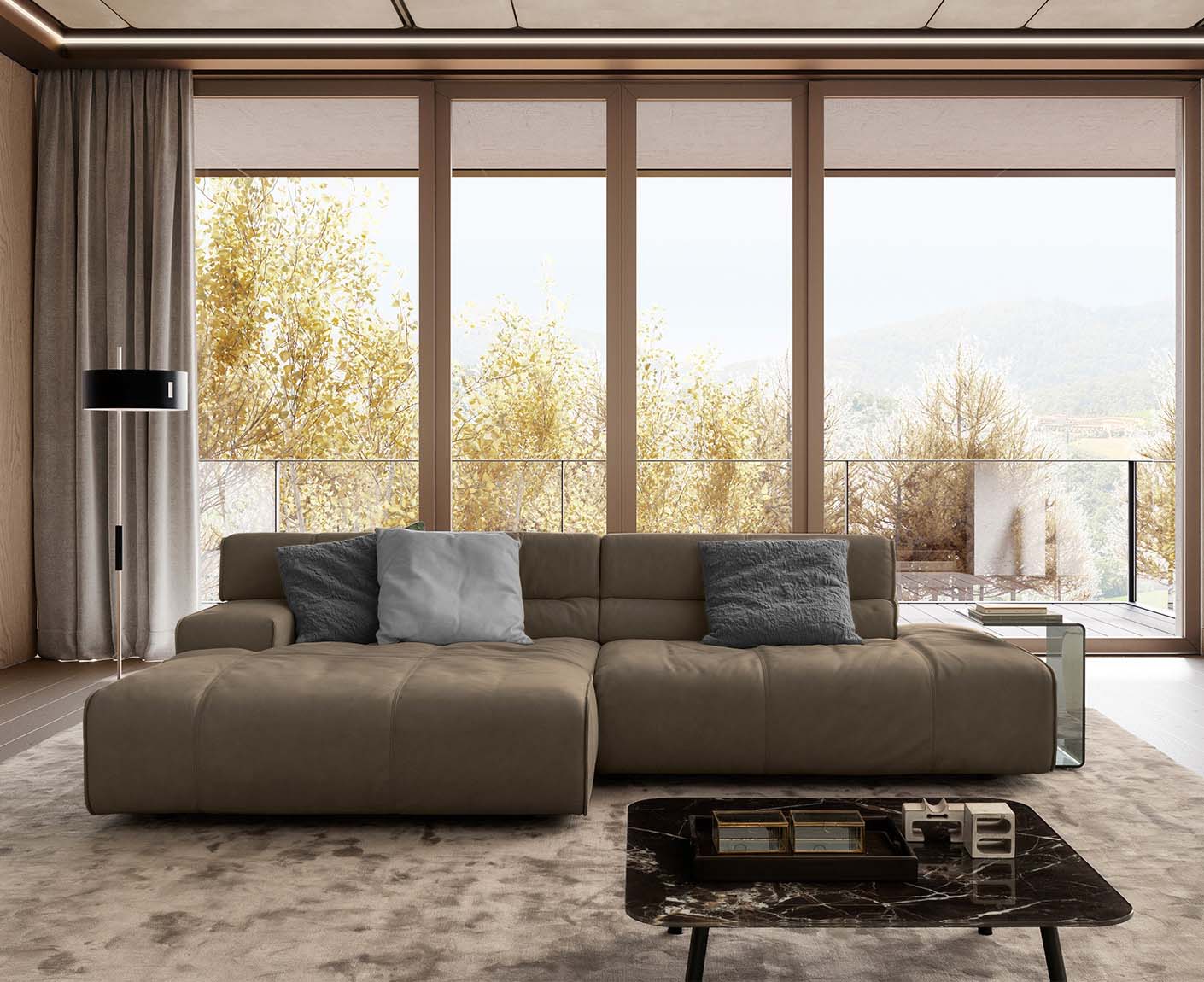 designwerk Colosseo Ecksofa | 285 x 170 cm| Echtleder