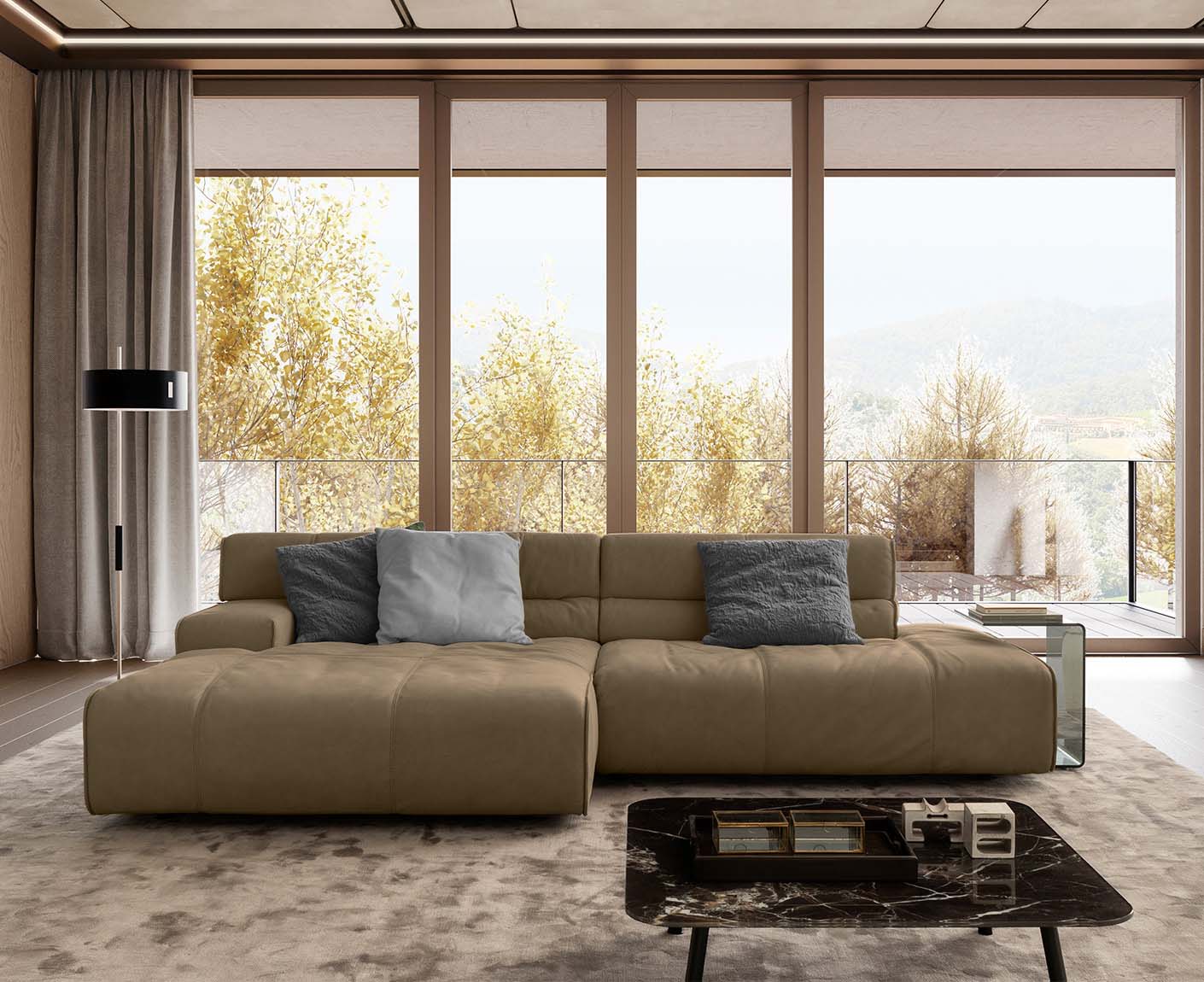 designwerk Colosseo Ecksofa | 285 x 170 cm| Echtleder