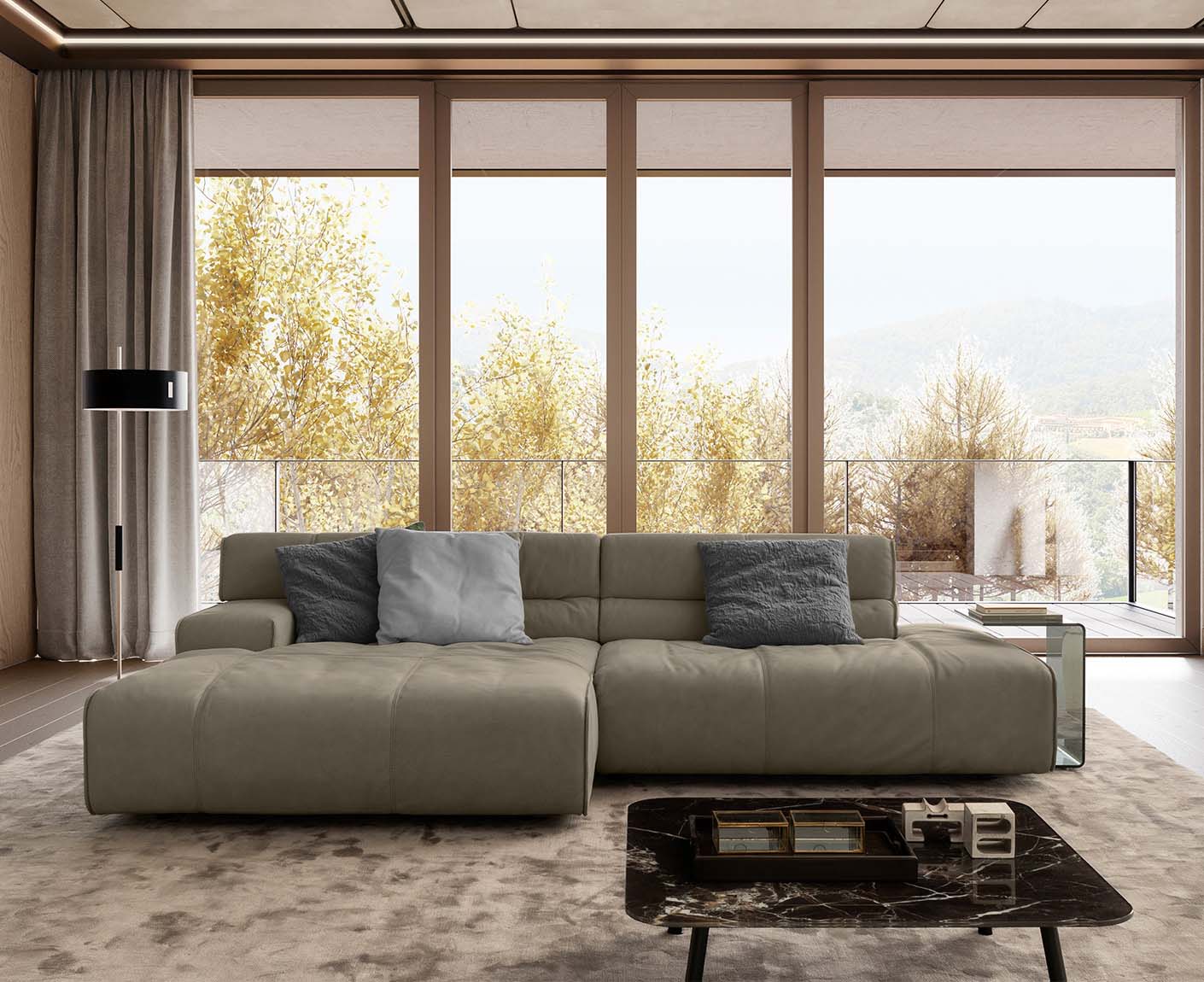 designwerk Colosseo Ecksofa | 285 x 170 cm| Echtleder