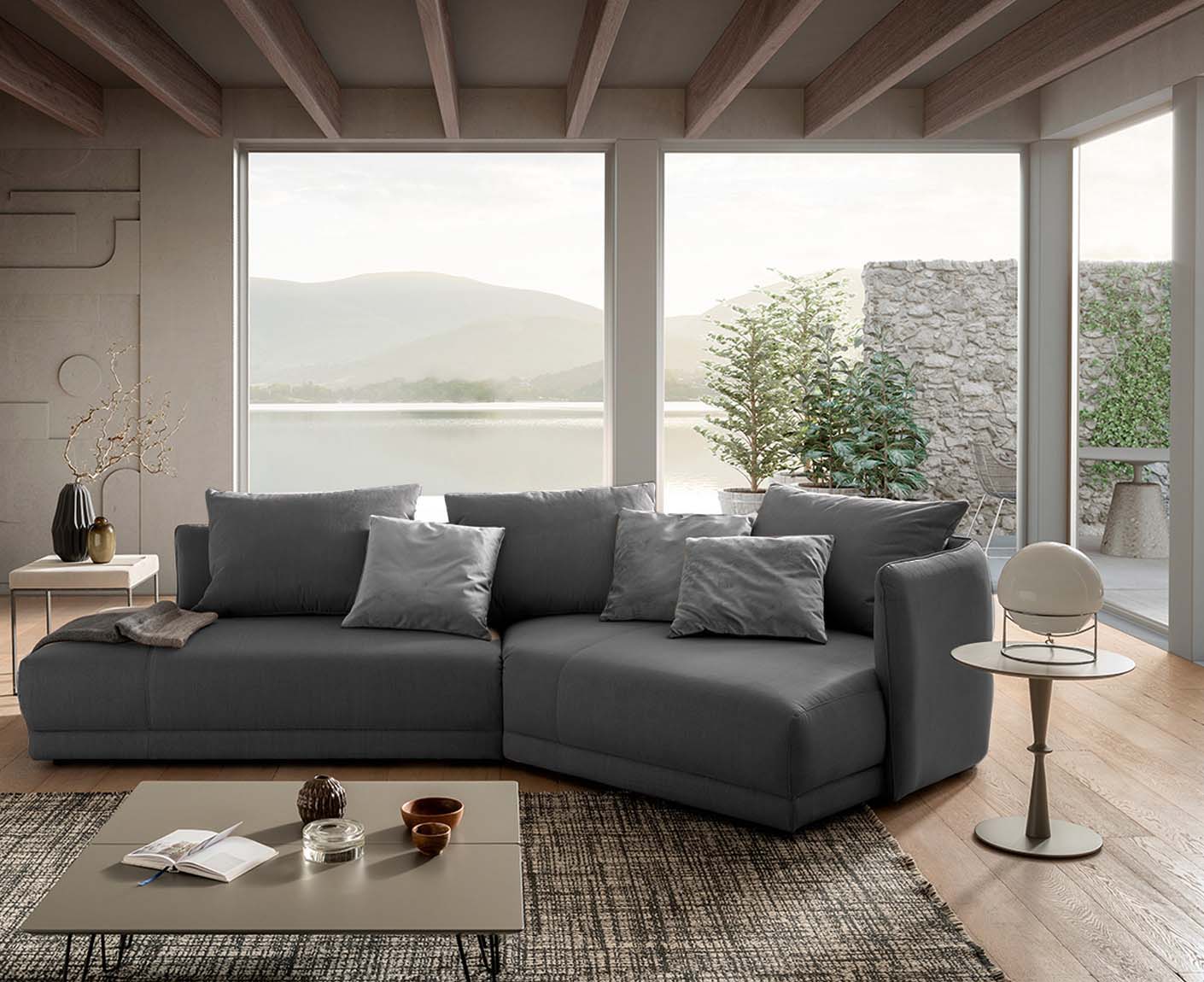 designwerk New York Ecksofa | 333 x 179 cm | feines Flachgewebe