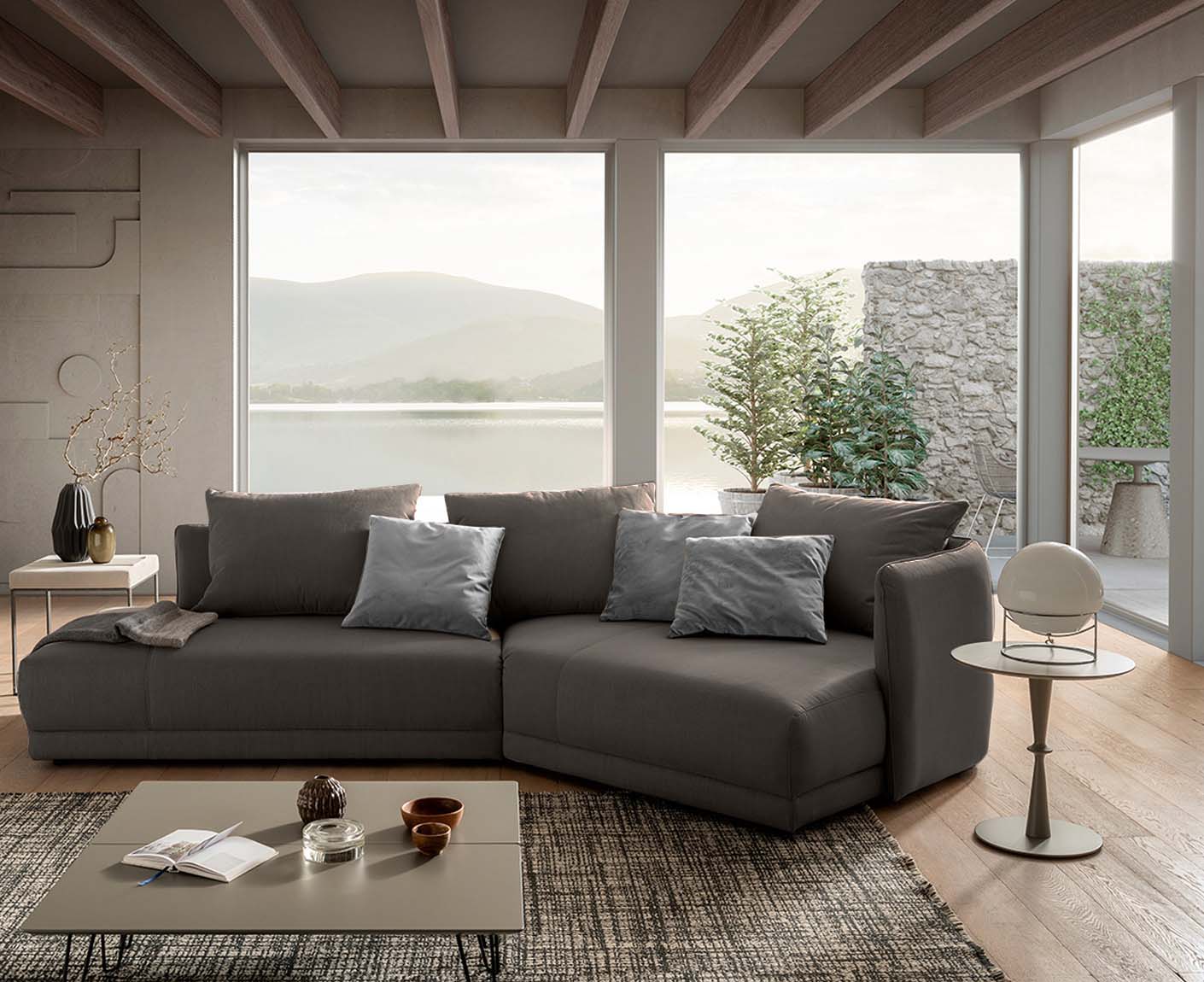 designwerk New York Ecksofa | 333 x 179 cm | feines Flachgewebe