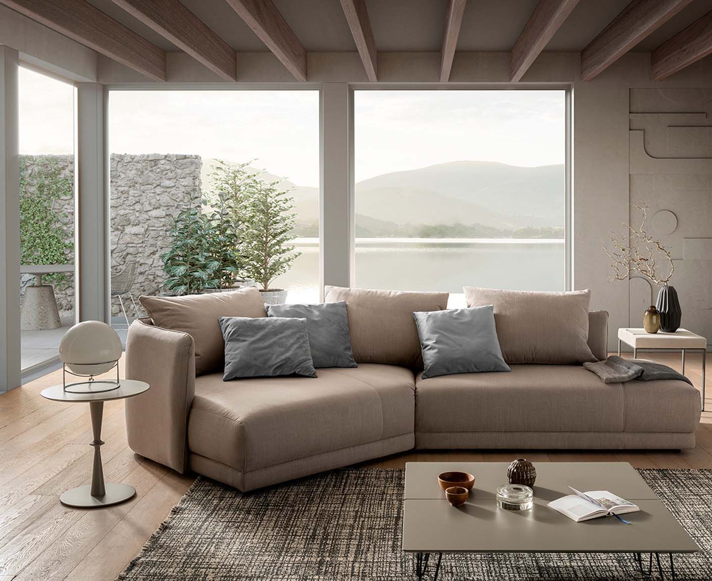designwerk New York Ecksofa | 333 x 179 cm | feines Flachgewebe