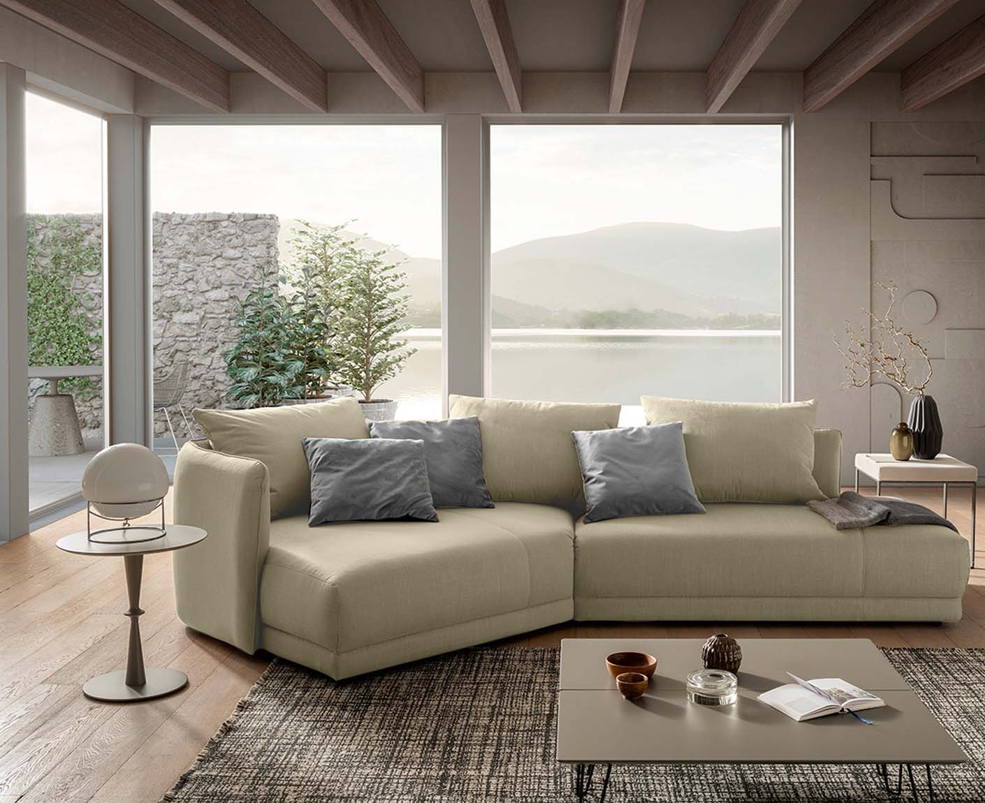 designwerk New York Ecksofa | 333 x 179 cm | feines Flachgewebe