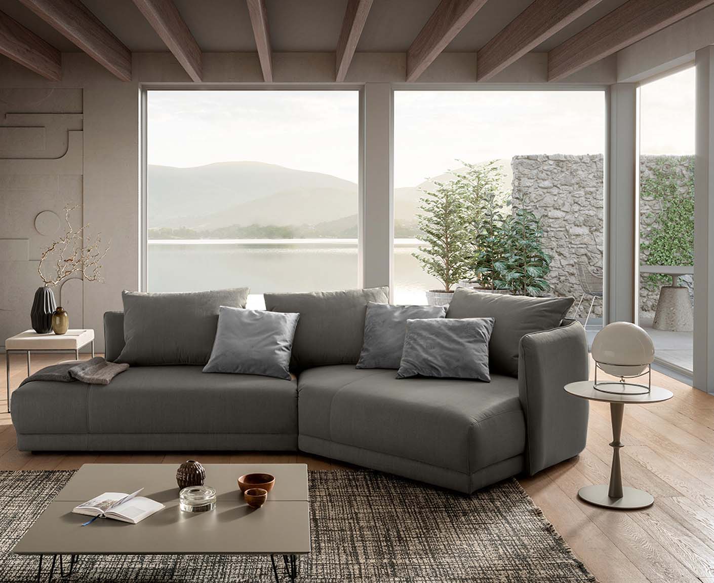 designwerk New York Ecksofa | 333 x 179 cm | feines Flachgewebe