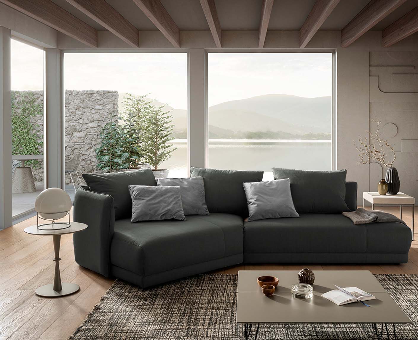 designwerk New York Ecksofa | 333 x 179 cm | feines Flachgewebe