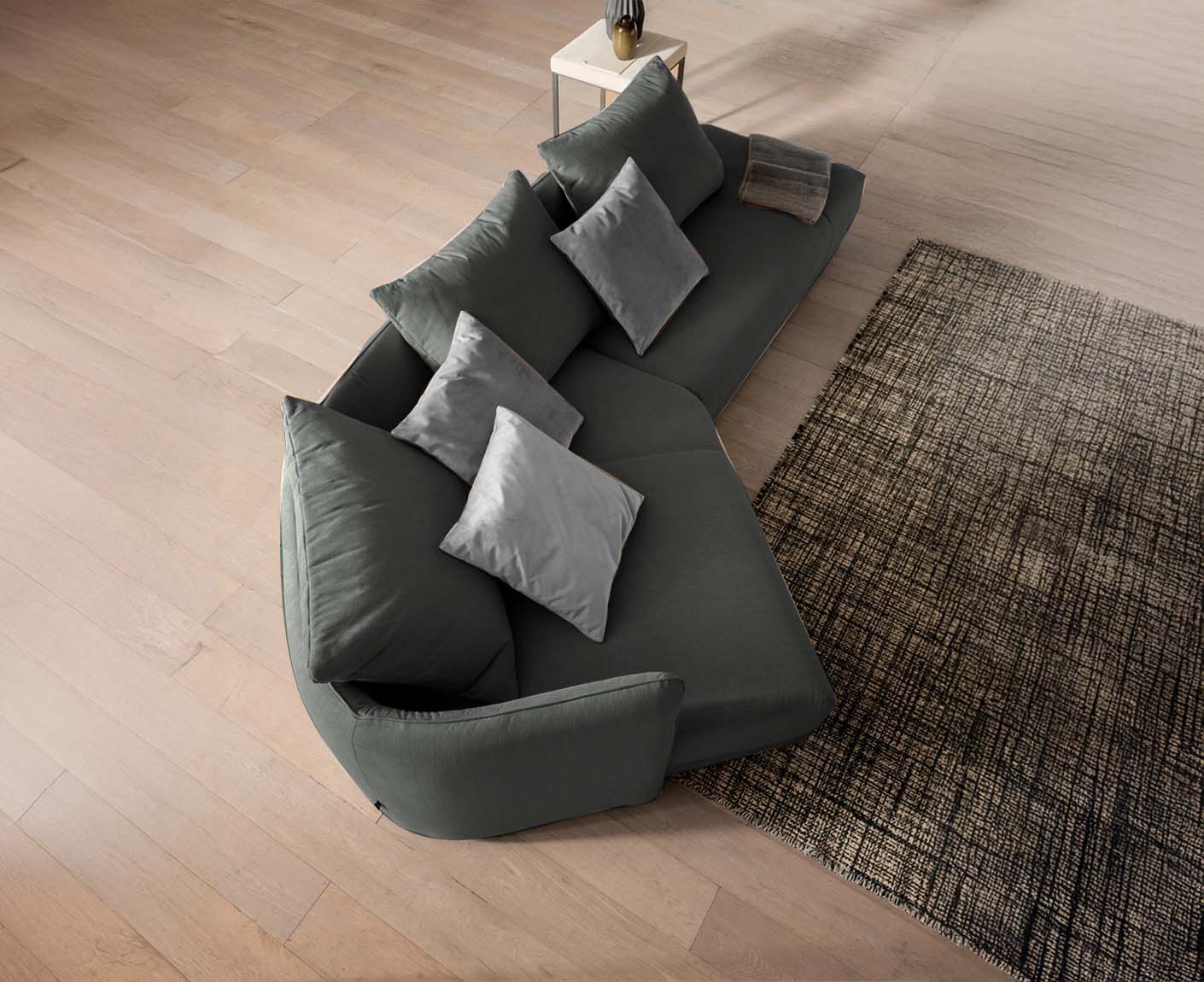 designwerk New York Ecksofa | 333 x 179 cm | feines Flachgewebe