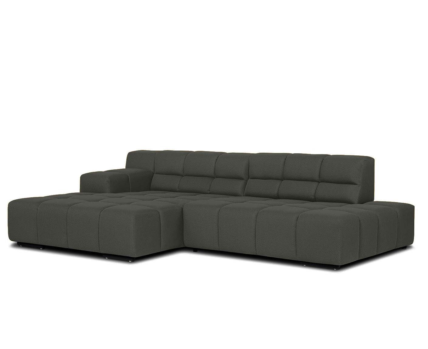 designwerk Temple Ecksofa | 286 x 169 cm | mit Rückenverstellung | Flachgewebe 3D-Effekt