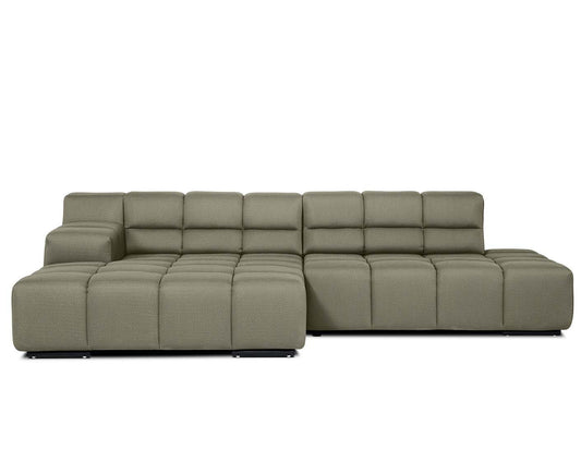 designwerk Temple Ecksofa | 286 x 169 cm | mit Rückenverstellung | Flachgewebe 3D-Effekt