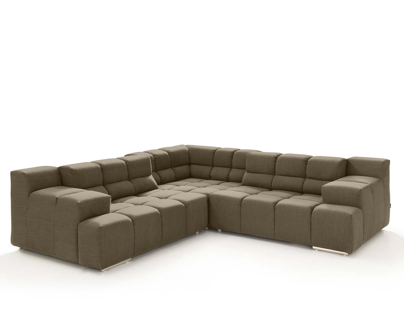 designwerk Temple Ecksofa | 257 x 257 cm| mit Rückenverstellung | Flachgewebe