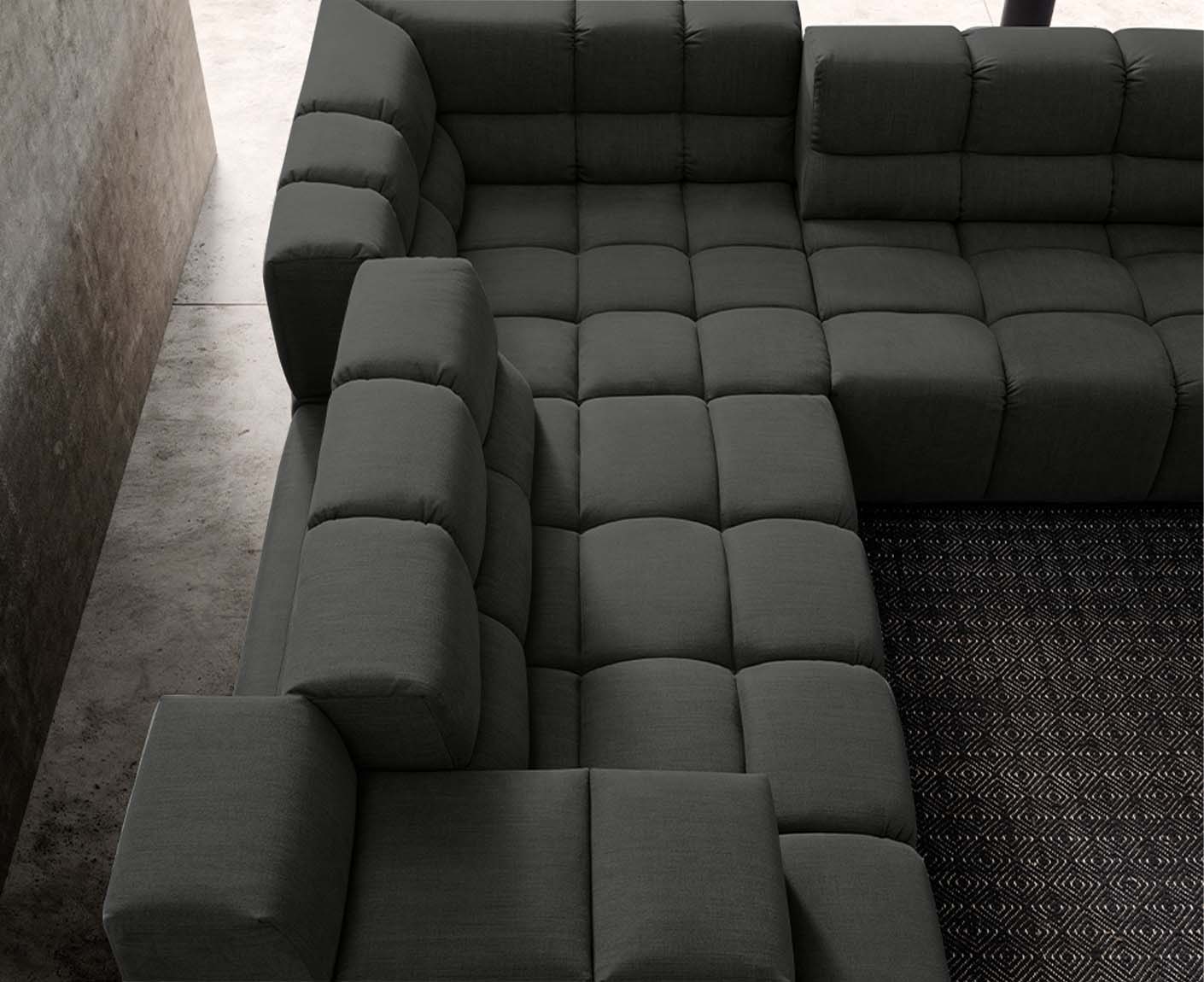 designwerk Temple Ecksofa | 257 x 257 cm| mit Rückenverstellung | Flachgewebe