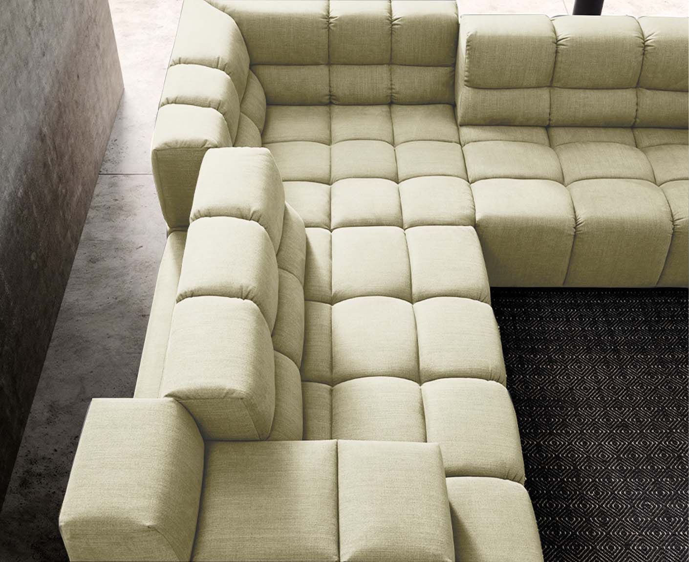 designwerk Temple Ecksofa | 257 x 257 cm| mit Rückenverstellung | Flachgewebe