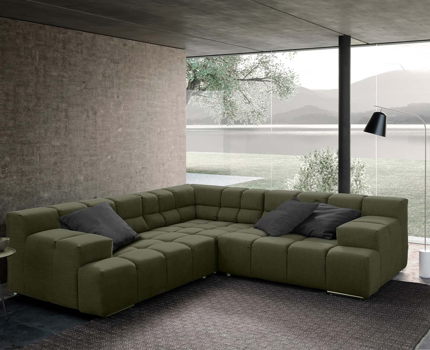 designwerk Temple Ecksofa | 257 x 257 cm| mit Rückenverstellung | Flachgewebe
