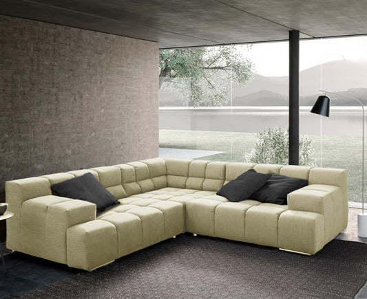 designwerk Temple Ecksofa | 257 x 257 cm| mit Rückenverstellung | Flachgewebe