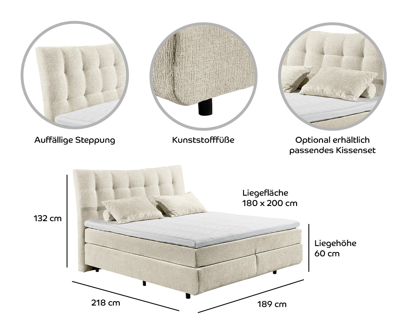 Massana Boxspringbett 180 x 200 cm
