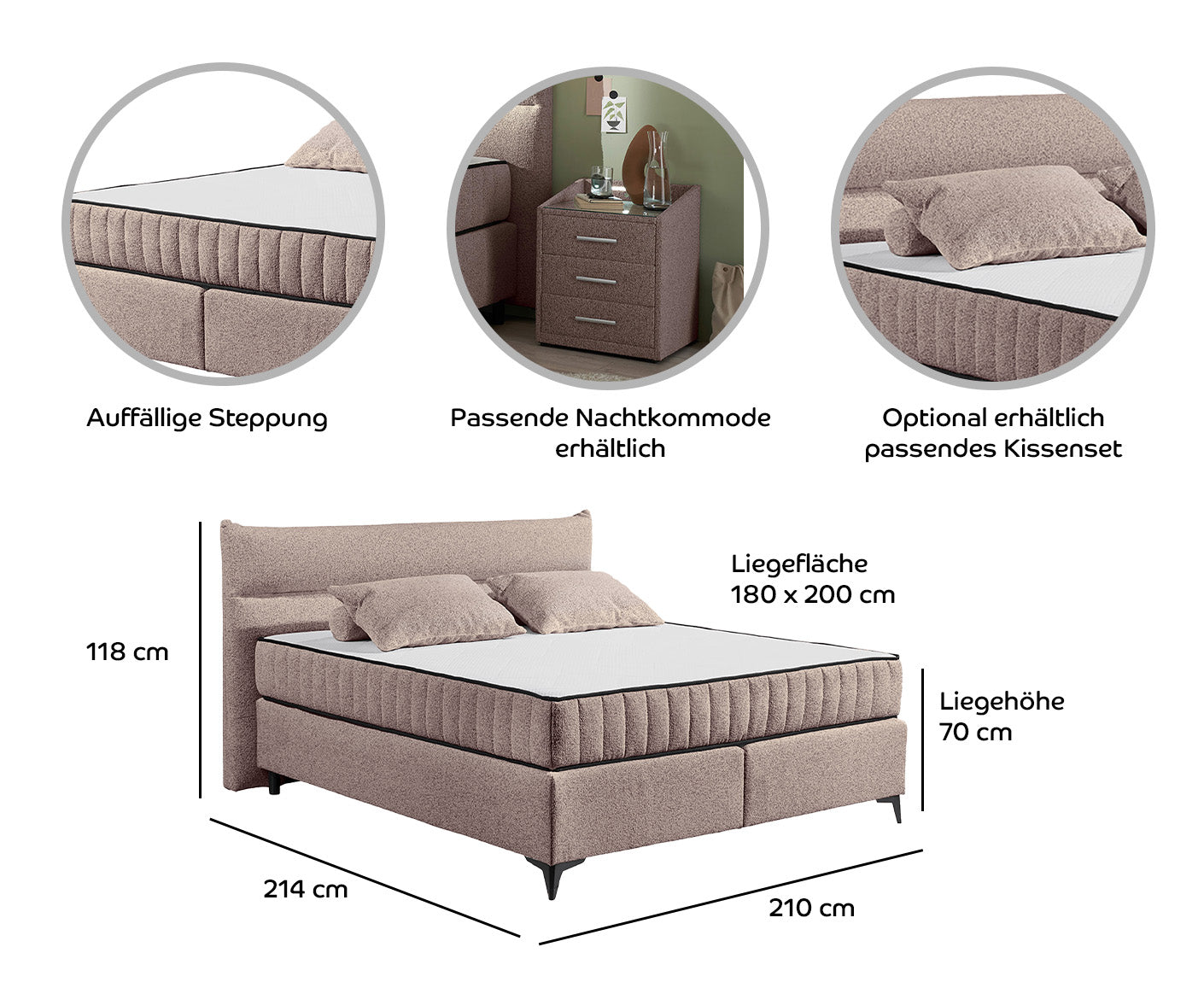 Vlieland Boxspringbett 180 x 200 cm