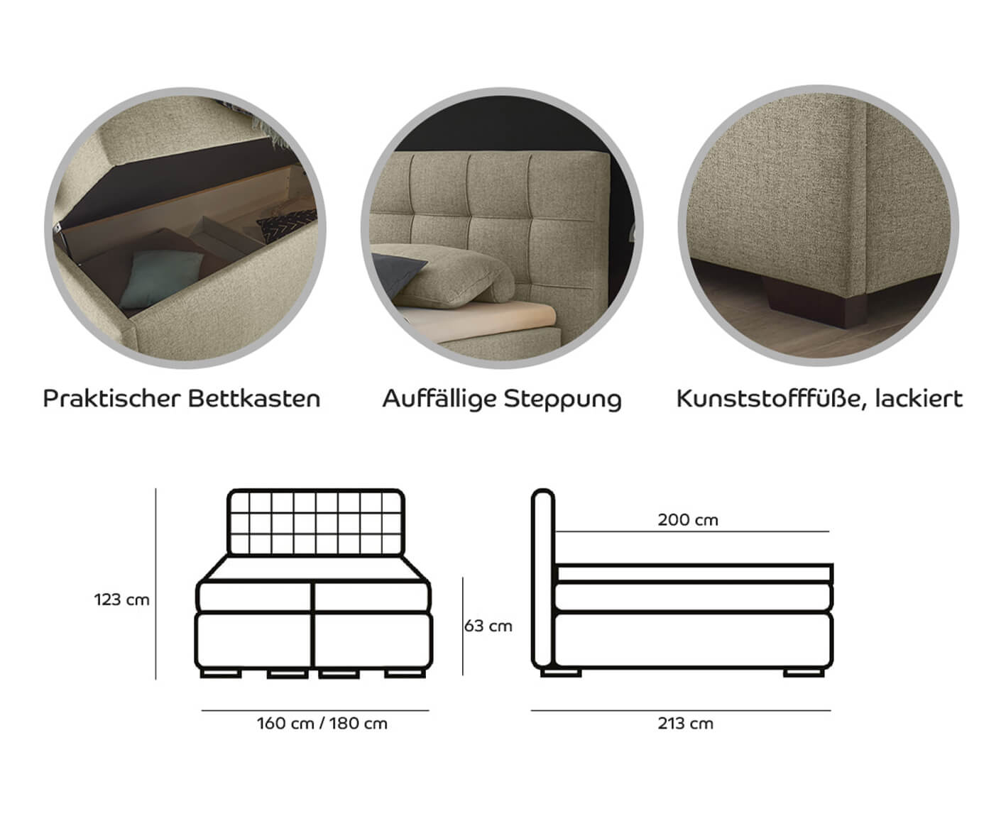 Artos Boxbett / Polsterbett inkl. Bettkasten - Voelpe