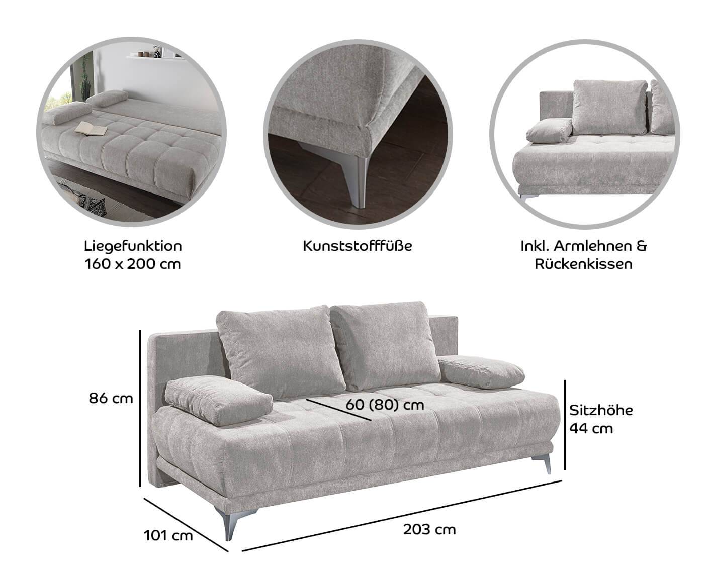 Jenny Schlafsofa 203x101 cm, mit Bettkasten - Voelpe