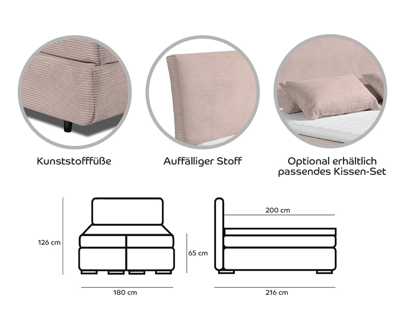 Marbella Boxspringbett 180x200 cm - Voelpe