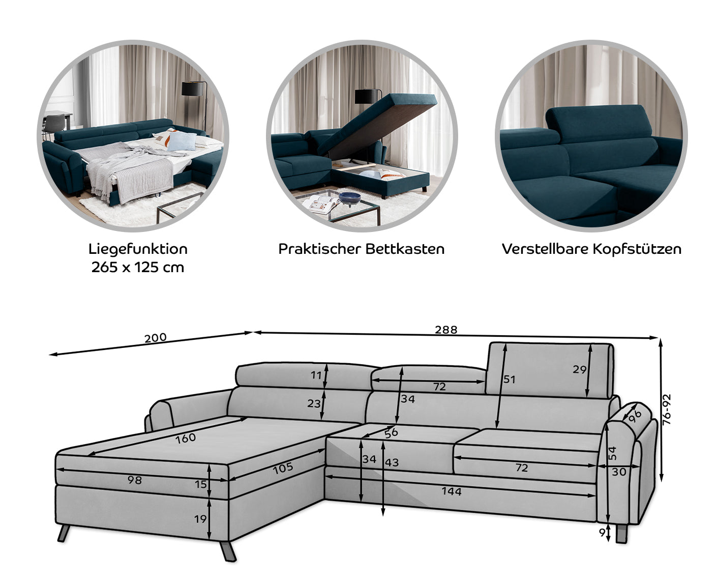 Mariall Ecksofa 300 x 190 cm Beige (Kunstleder)