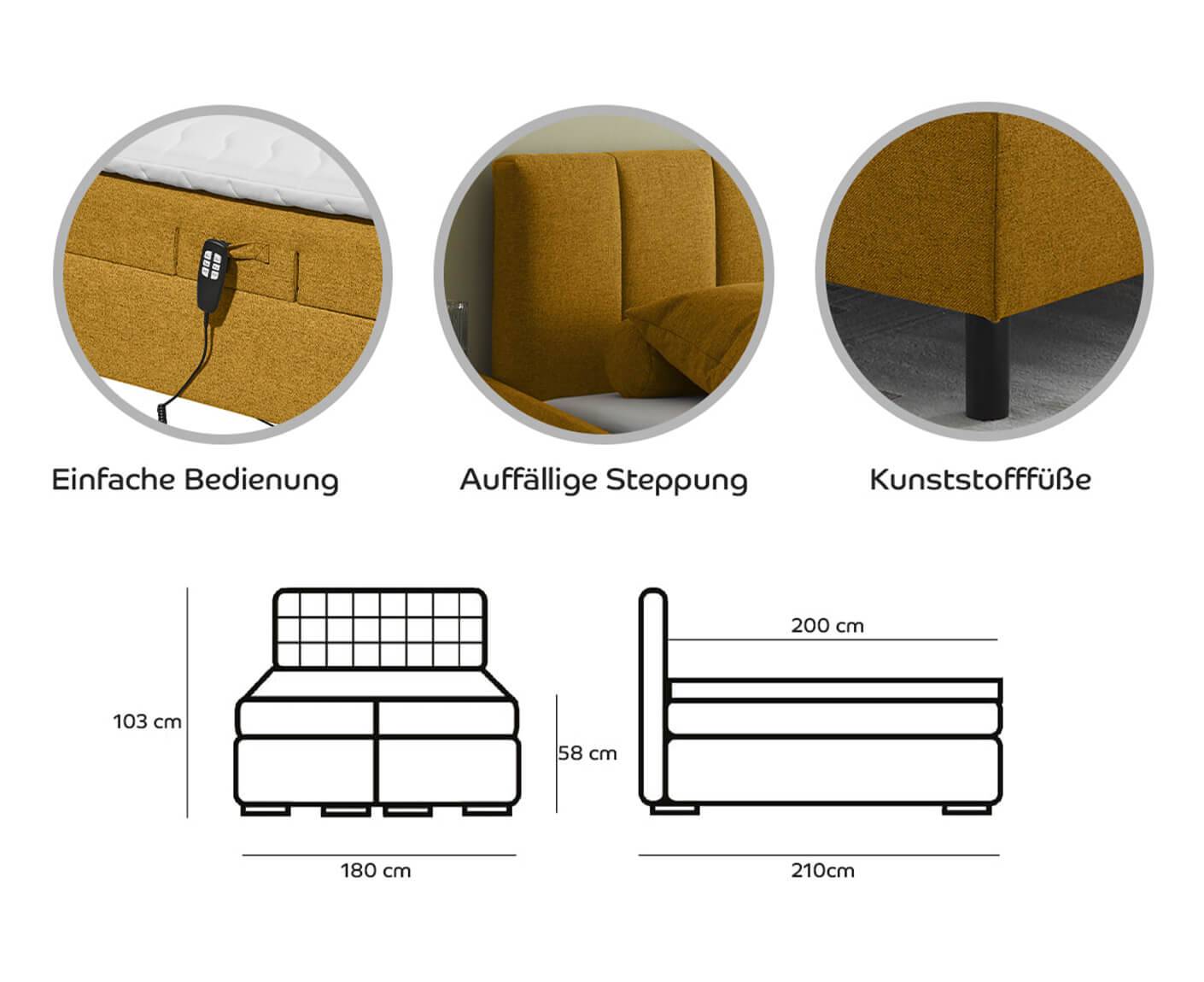 Miralindo Boxbett / Polsterbett 180x200 cm inkl. Motor - Voelpe