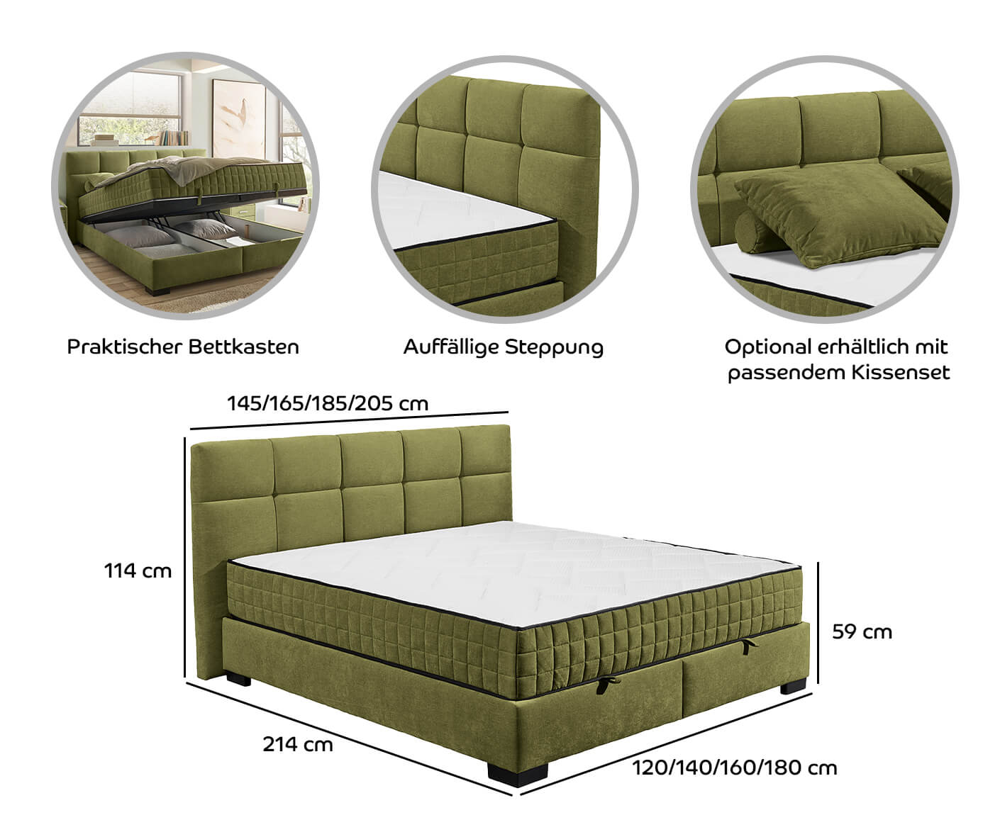 Nagol A Boxbett / Polsterbett Einzelbett mit Bettkasten 120x200 - 140x200 cm