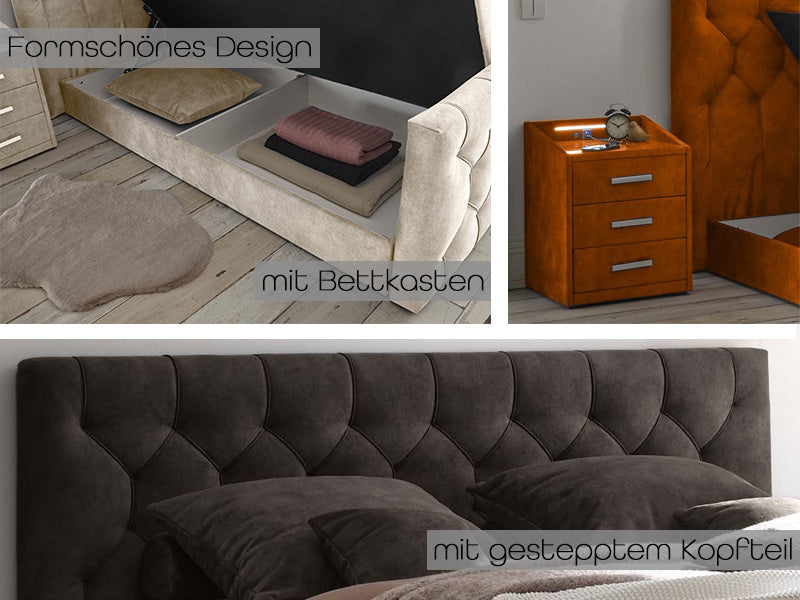 Cashfield Boxspringbett 180x200 cm , inkl. Bettkasten Beige