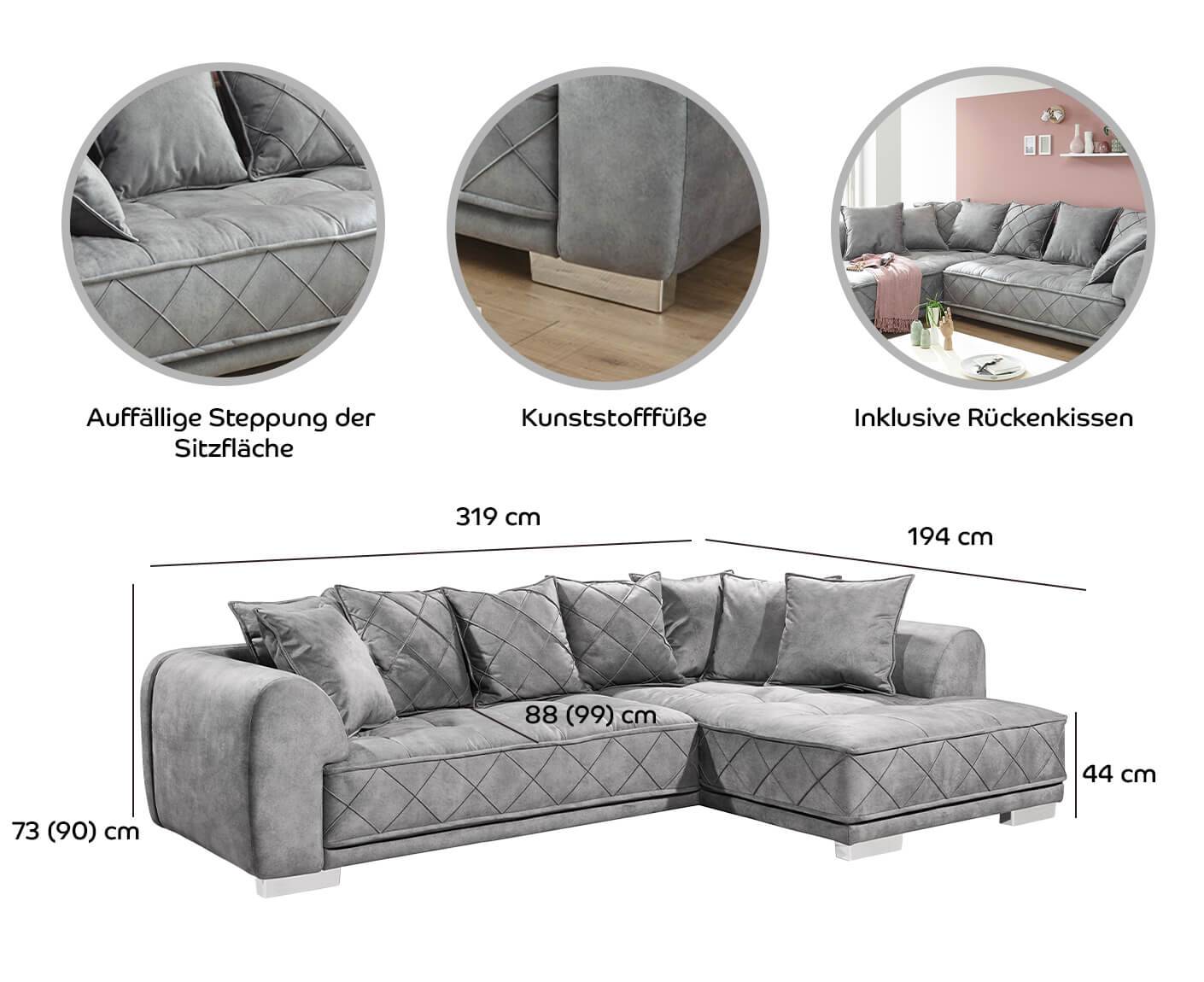 Sentina Ecksofa 319 x 194 cm - Voelpe