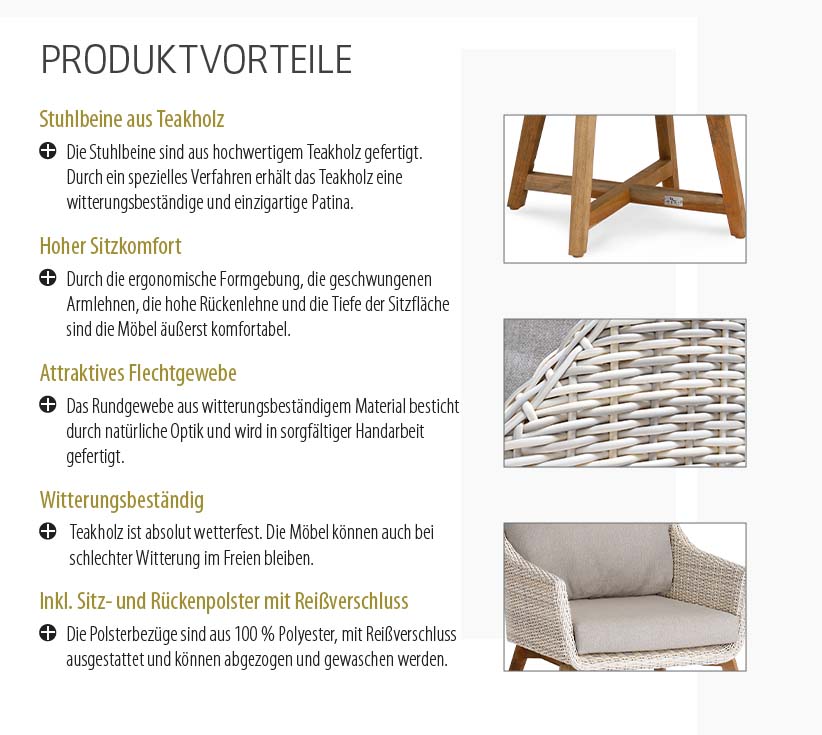 Lounge-Sessel Paterna Teakholz/Beige - Voelpe