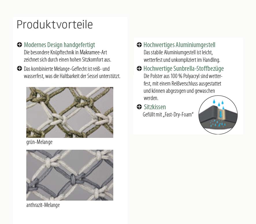 5-tlg. Gartenset Mali+Houston Anthrazit/Grün - Voelpe