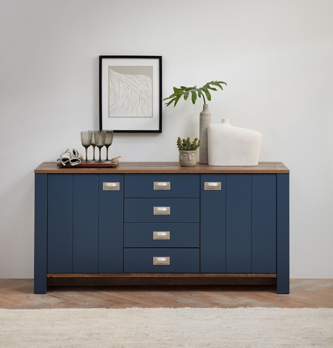 Dijon Sideboard 163 cm Breite Parisian Blue / Haveleiche