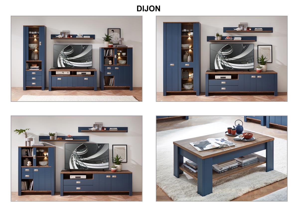 Dijon TV-Unterteil 147 cm Breite Parisian Blue / Haveleiche