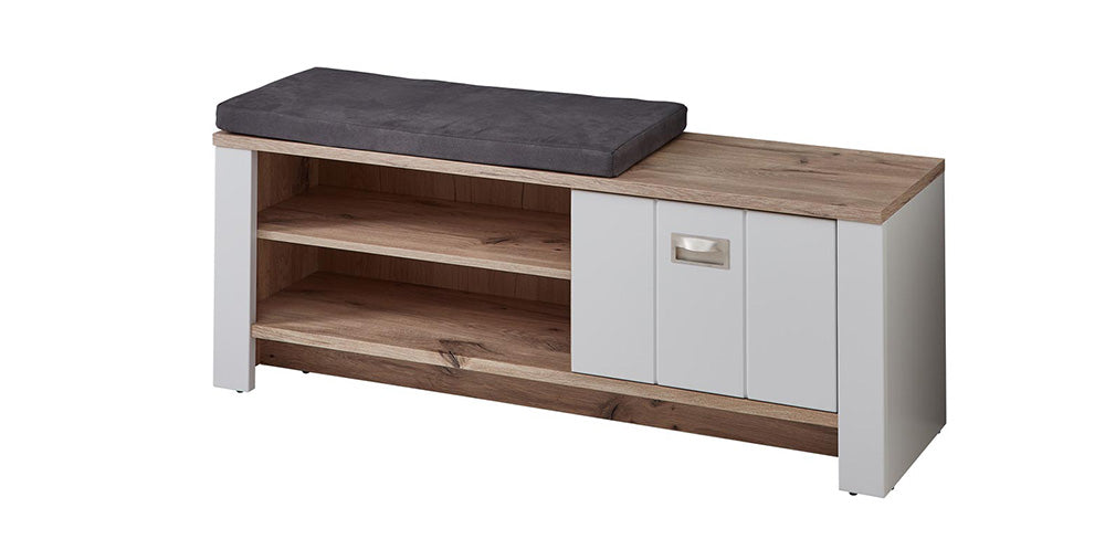 Dijon Garderobenbank Sitzbank mit einer Klappe Ashgrey Supermatt / Viking Oak