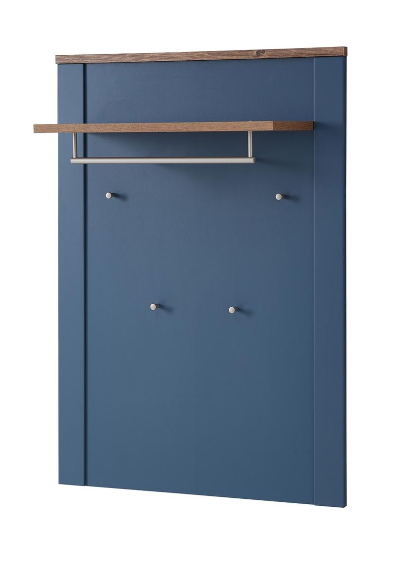 Dijon Garderobenpaneel 81 cm Breite Parisian Blue Supermatt / Viking Oak