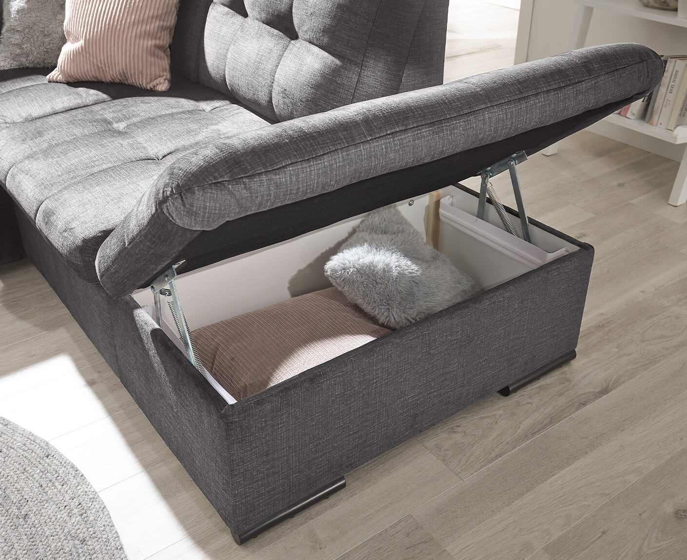 Estrella Ecksofa 283 x 217 cm, mit Schlaffunktion und Bettkasten, Farbe wählbar