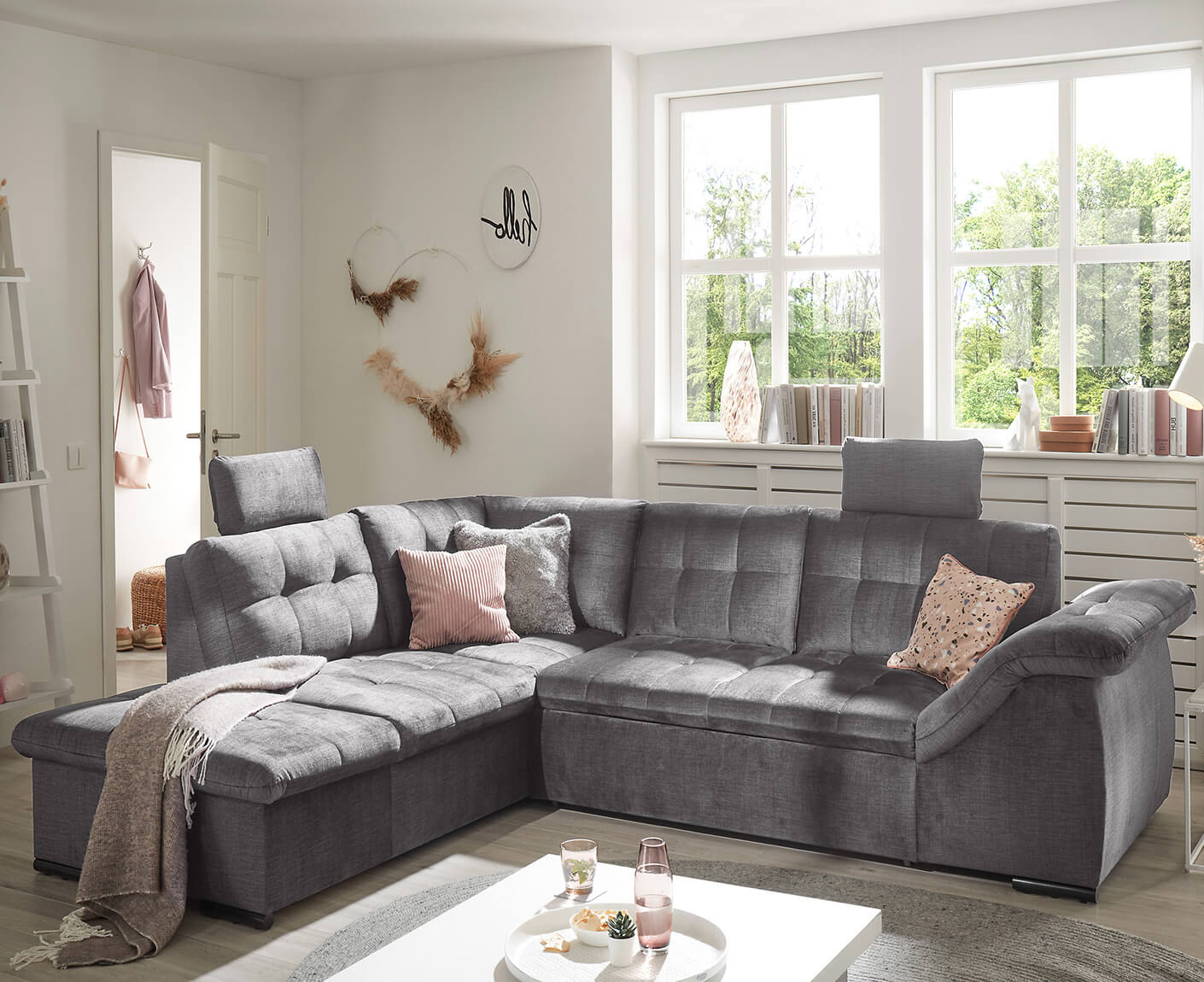 Estrella Ecksofa 283 x 217 cm, mit Schlaffunktion und Bettkasten, Farbe wählbar