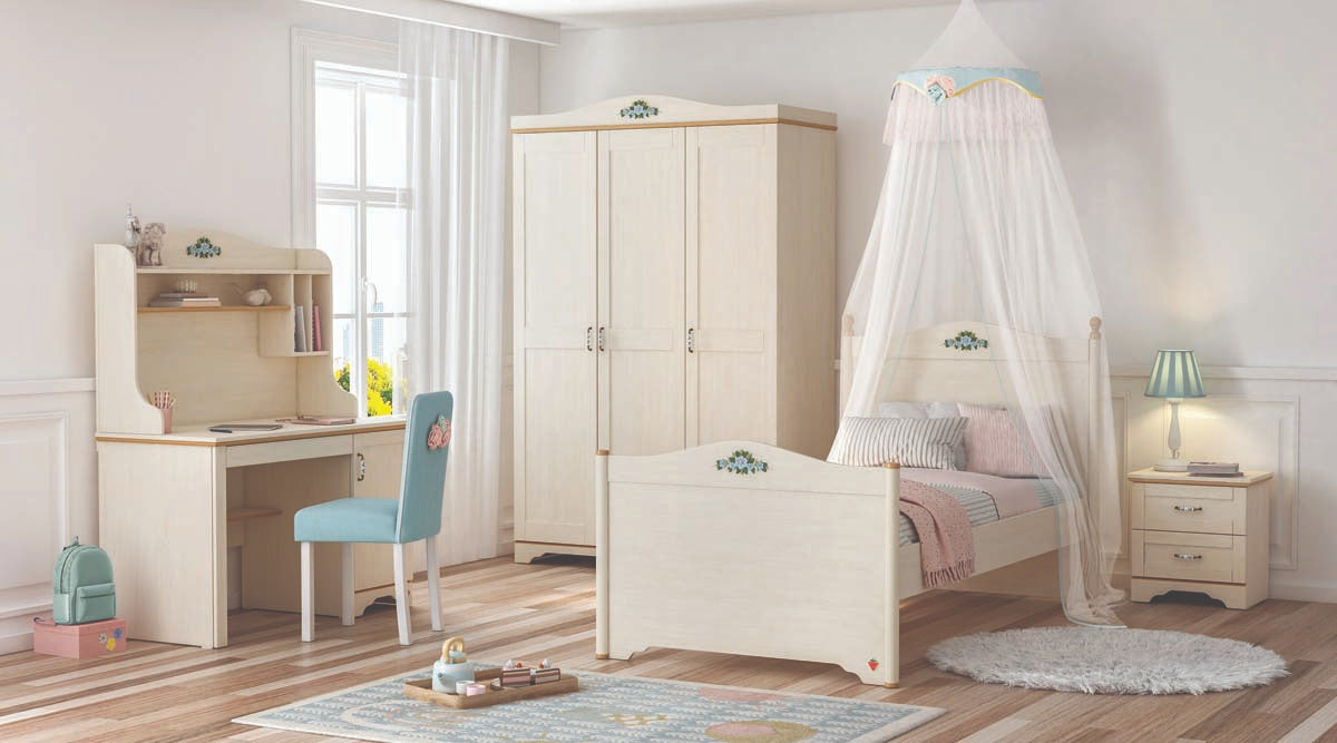 Flora Kinderzimmer Komplettset 3 Weiß - Voelpe