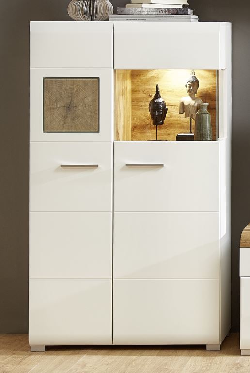 Wohnzimmer Komplettset FUN PLUS 2 Weiß / Eiche Altholz