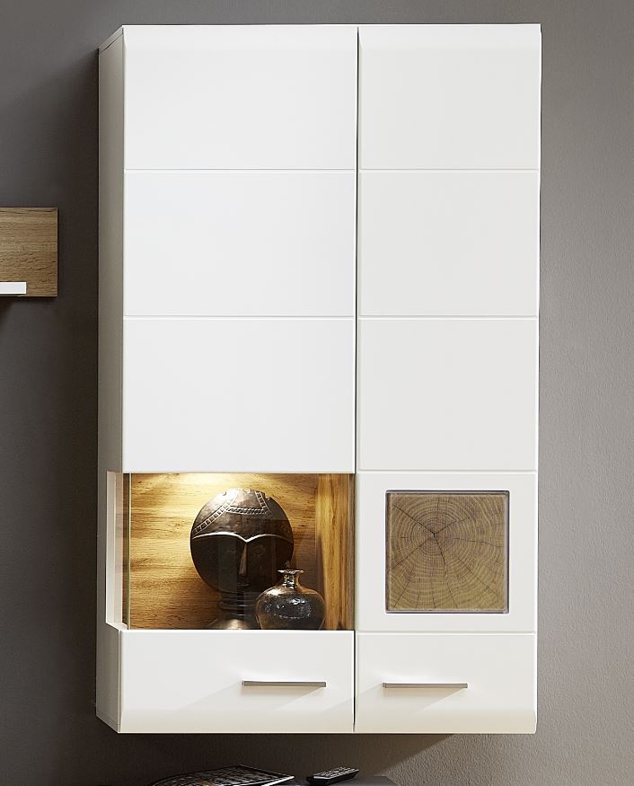 Wohnzimmer Komplettset FUN PLUS 1 Weiß / Eiche Altholz