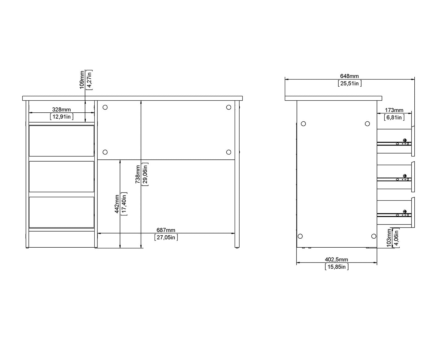 Function Plus Schreibtisch 3 Schubladen