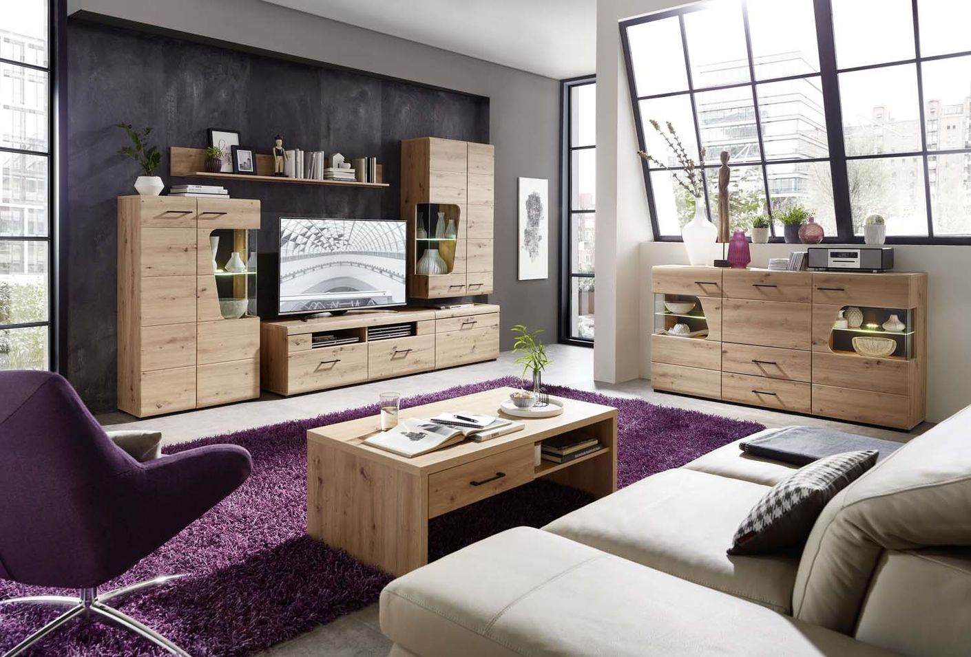 Funny Plus Sideboard inkl. LED-Beleuchtung Artisan Eiche