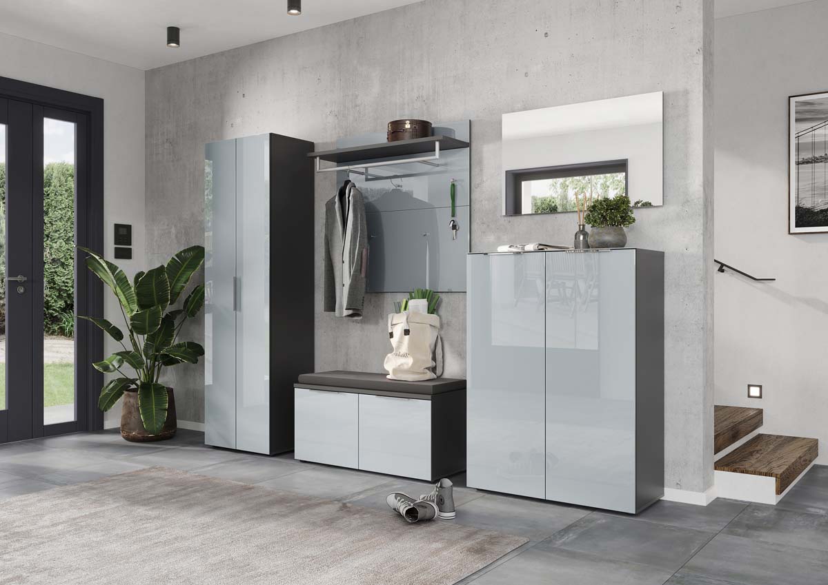 GROSSETO Garderobenschrank Graphit / Silbergrau - Voelpe