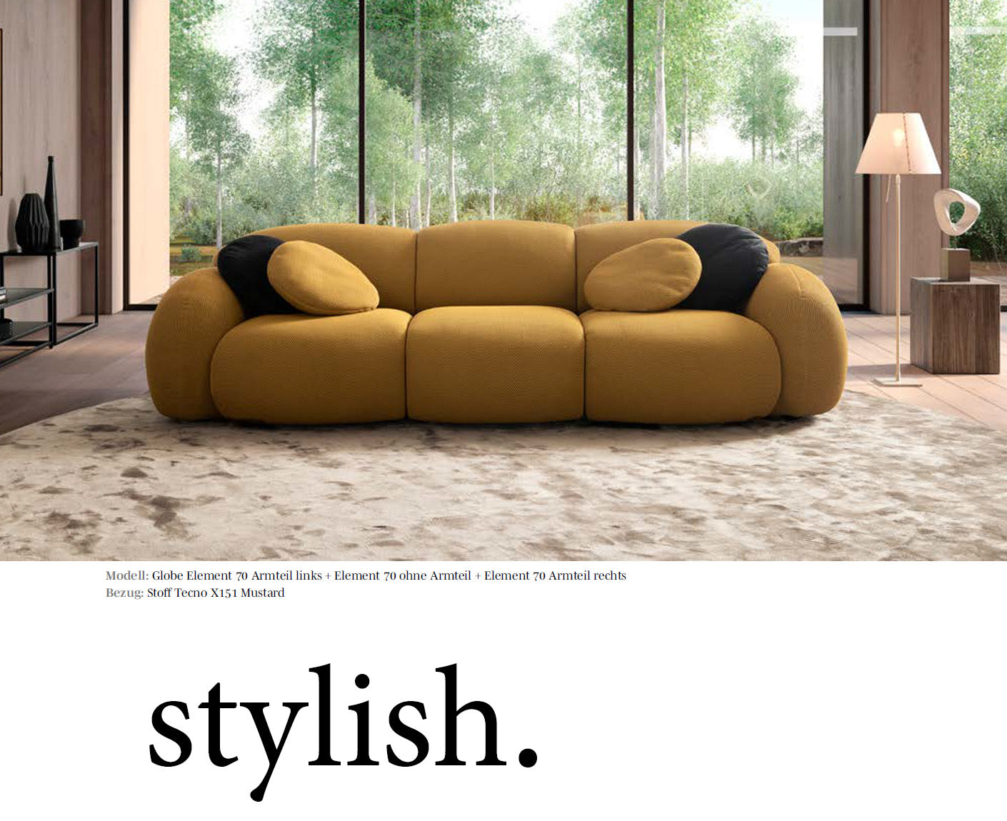 designwerk Globe Ecksofa | 369 x 177 cm | Velourstoff