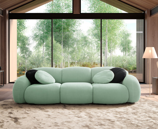 designwerk Globe 3-Sitzer Sofa | 292 x 116 cm | Flachgewebe 3D-Effekt