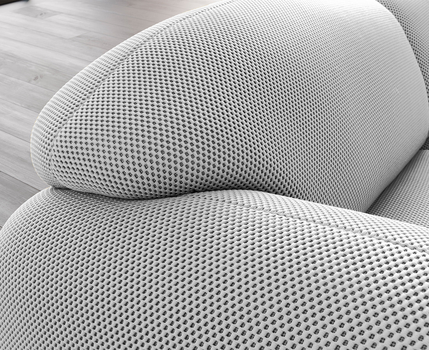 designwerk Globe 3-Sitzer Sofa | 292 x 116 cm | Flachgewebe 3D-Effekt